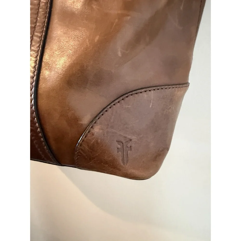 Frye Leather Melissa Shoulder Satchel Tote Bag Purse Distressed Carryall READ - Picture 2 of 8